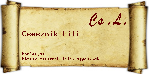 Csesznik Lili névjegykártya